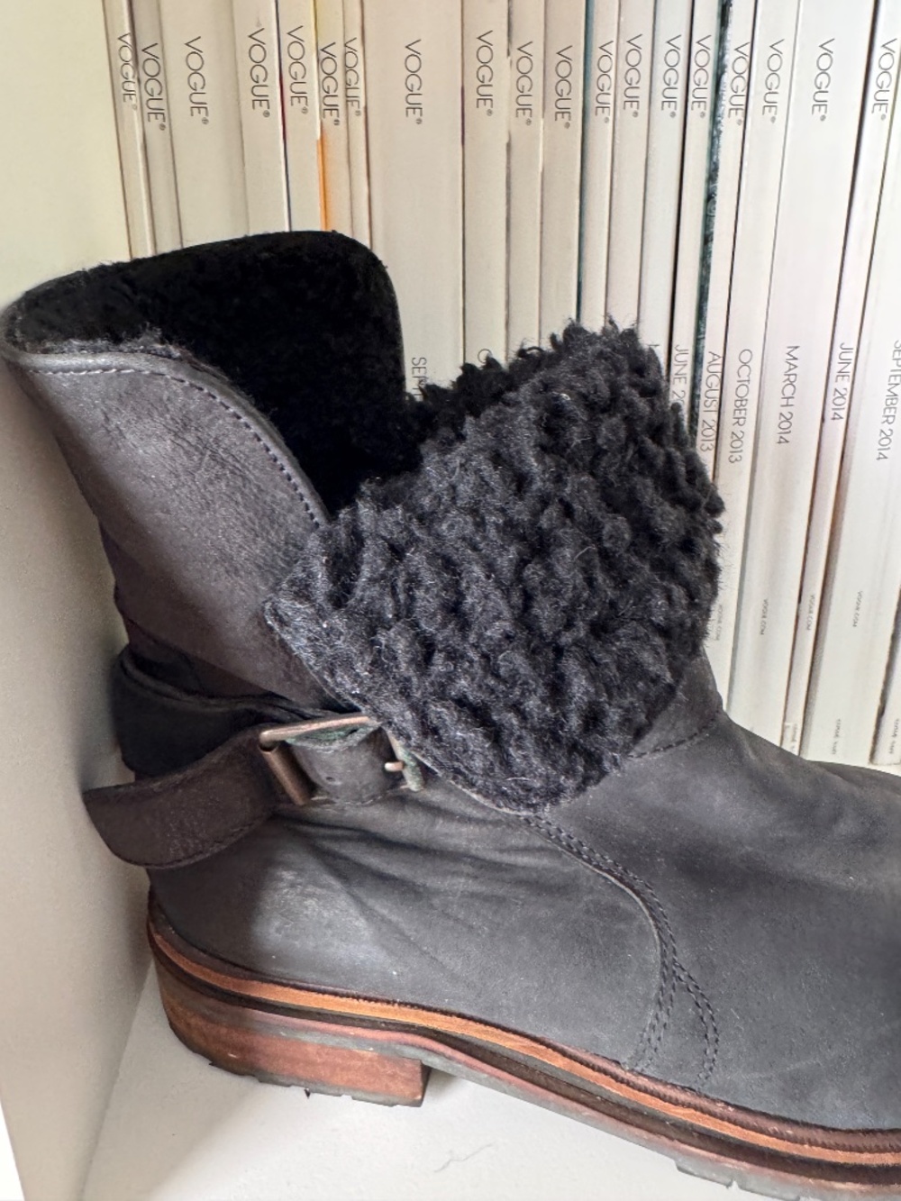 H by Hudson black leather motorcycle boots Nubuck chic moto buckle boot shoes - Picture 13 of 16